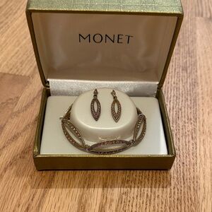 Monet Gold and Brown Earrings Set